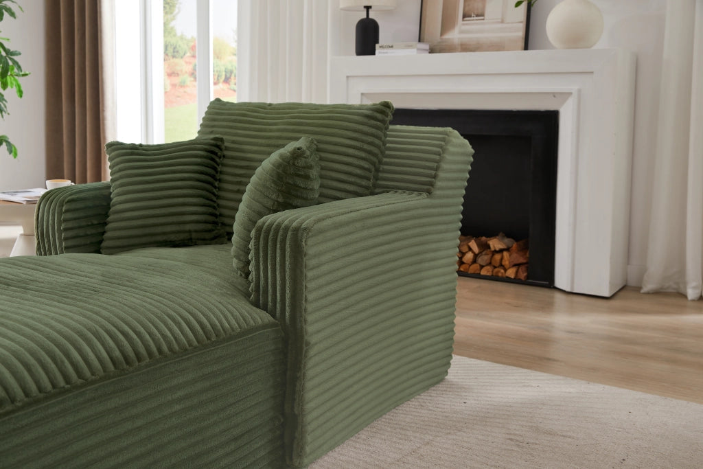 DIVANO Chaise longue in velluto a coste verde