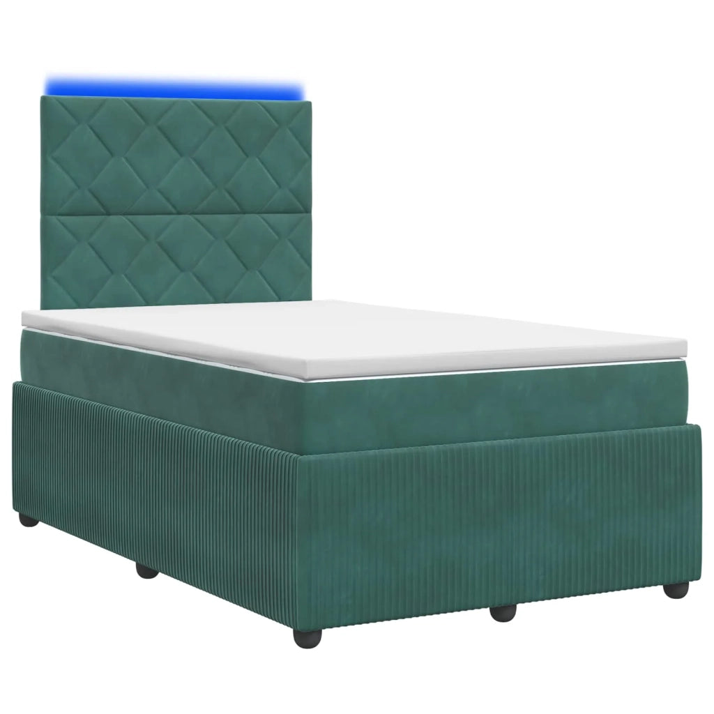 Letto Box Spring LED con Materasso Verde Scuro 120 x 200 cm 3456056