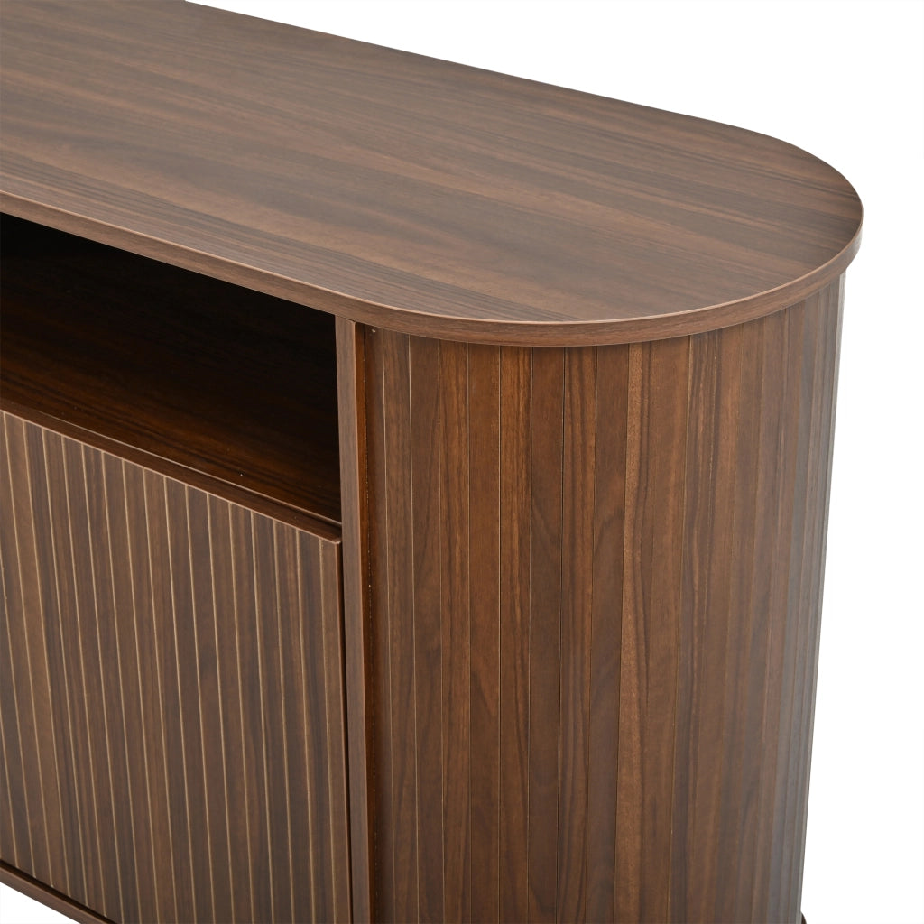 Credenza con 3 ante e vani aperti - per soggiorno - truciolare - 160×40×78.5 cm - noce