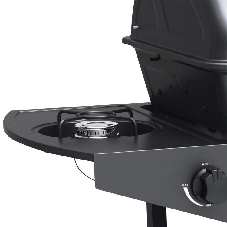 Barbecue a Gas GPL 2 Fuochi a Pietra Lavica con Fornello Laterale Nero