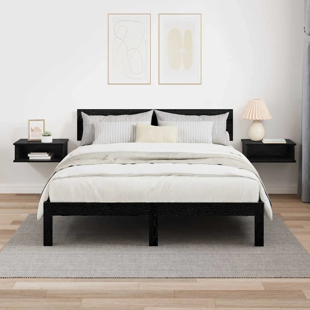Set di 2 Comodini | Armadio da Notte | Mobiletto da notte Rovere Nero 40 x 31 x 15 cm Legno multistrato