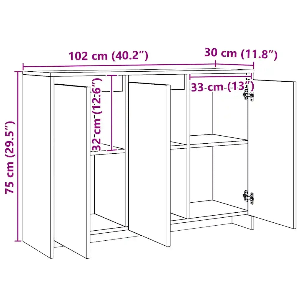 Credenza Rovere Artigianale 102x35x70 cm in Truciolato