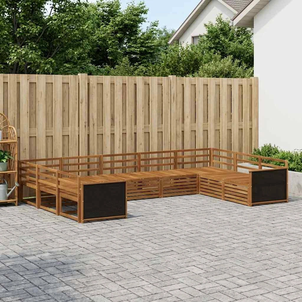 Set di divani da esterno 9 pz Naturale Legno di Acacia Massello 3383822