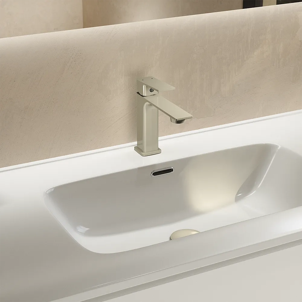 Miscelatore lavabo senza scarico slim nickel spazzolato | Ingrid