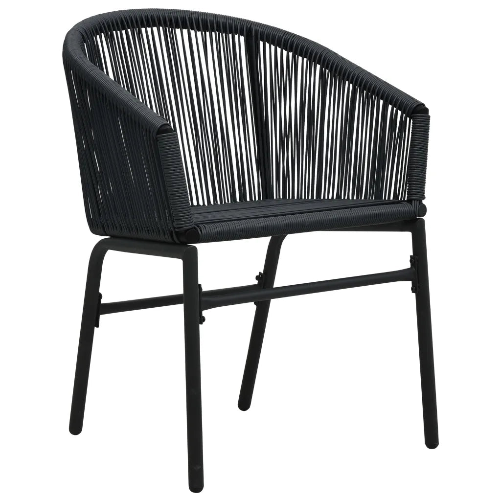 Set da Bistrot 3 pz con Cuscini in Polyrattan Nero 48138