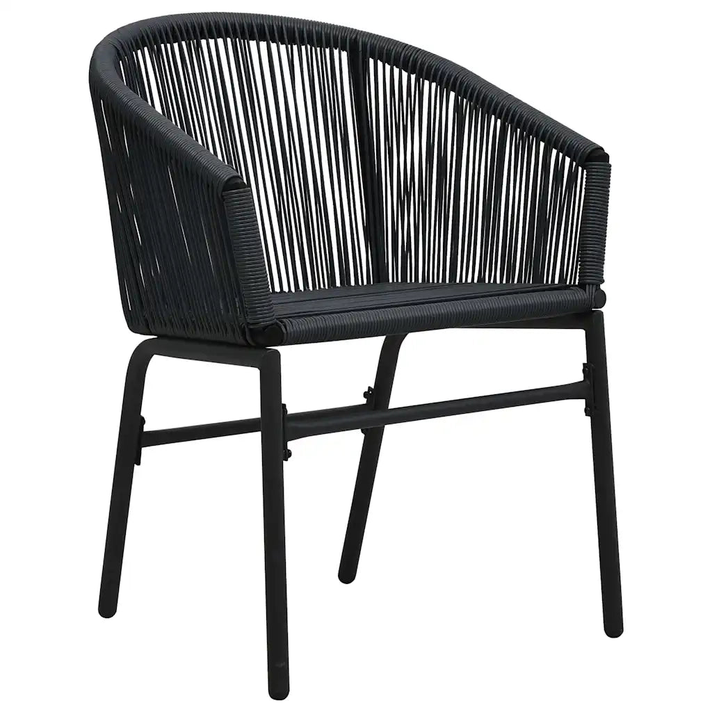 Set da Bistrot 3 pz con Cuscini in Polyrattan Nero 48138
