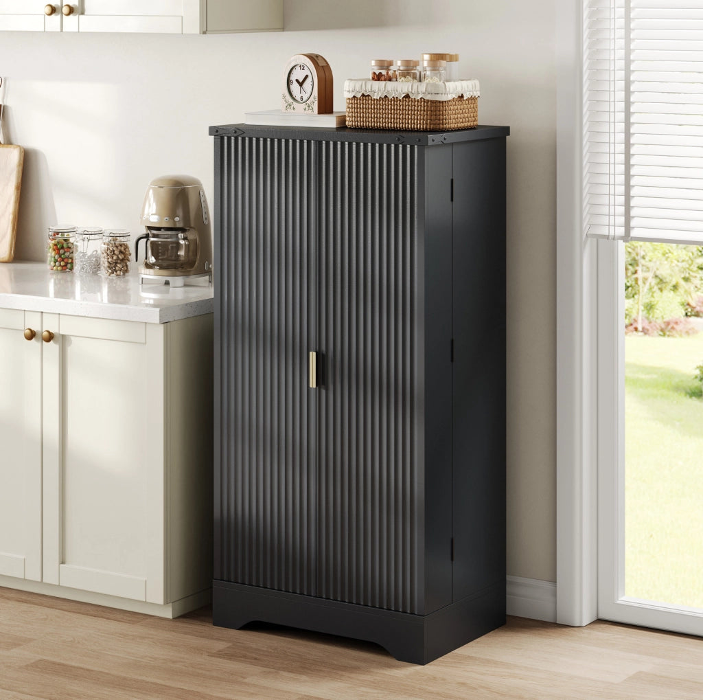 Mobile dispensa alto nero 120 x 60;5 x 40 cm in MDF con luce LED sensore e ripiani regolabili
