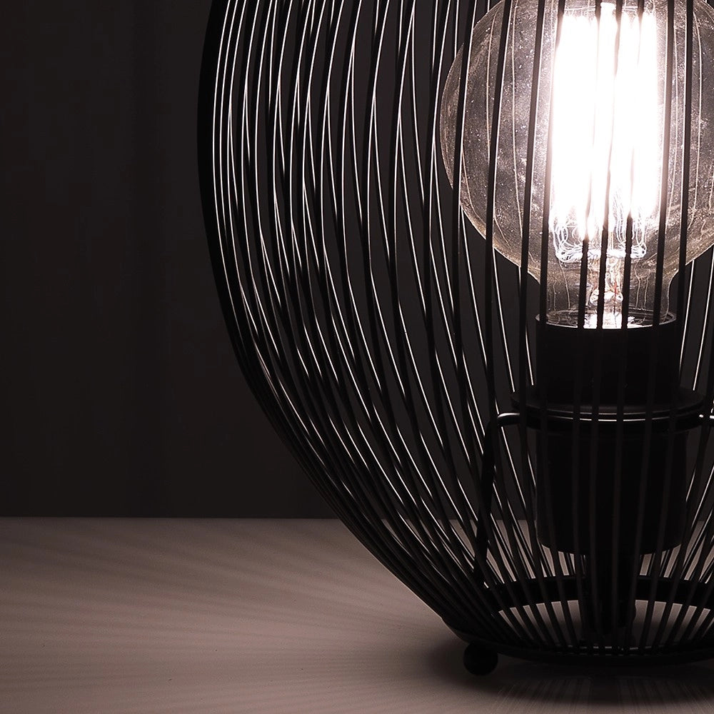 Lampada da tavolo in filo di acciaio nera cm Ø.25 H.26