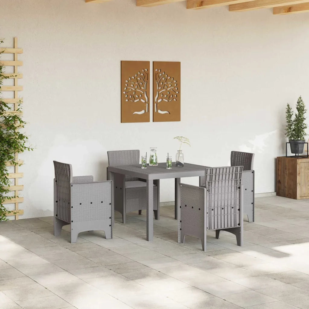 Set da Pranzo per Giardino 5 pcs Grigio chiaro Polipropilene