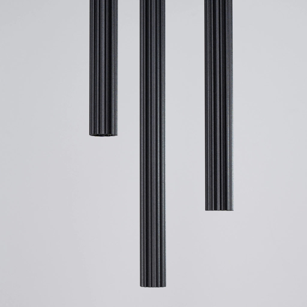 Lampada tubolare LED ARCHE Ocean Green a 3 luci in acciaio nero 20x120 cm
