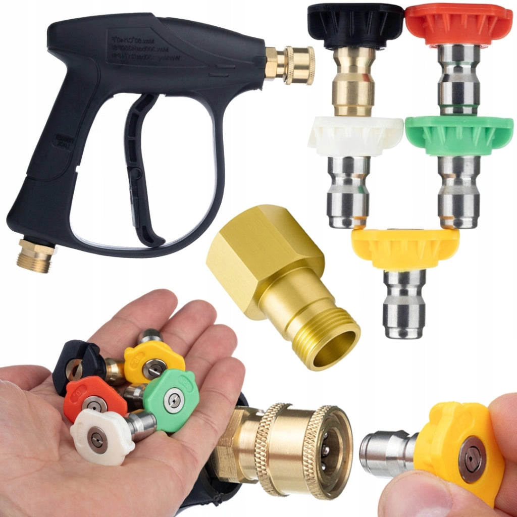 Pistola Alta Pressione 4350 PSI con Set di 5 Ugelli + Adattatore Easy!Lock M22 | 300 Bar