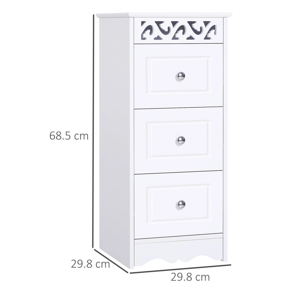 EasyComfort Mobiletto Multiuso con Cassetti, Mobiletto Basso in MDF grado E1 29.8x29.8x68.5cm bianco