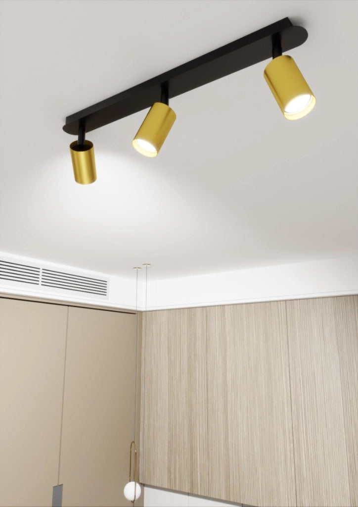 Plafoniera Emibig ZEN 3 faretti GU10 nero ottone 72cm