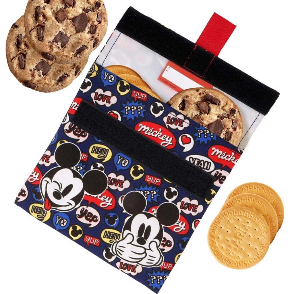 Borsa Termica Riutilizzabile per Bambini con Motivo Cartone Animato e Chiusura in Scratch 16x16cm Blu Mickey Mouse