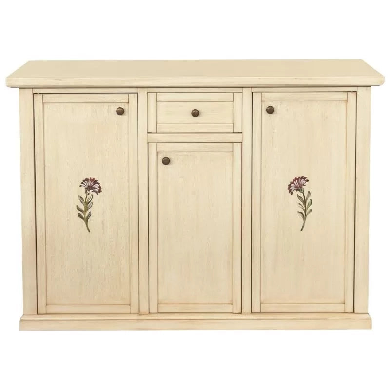 Madia credenza 3 porte 1 cassetto shabby avorio anticato decori 120x39x85 - Mobili 2G