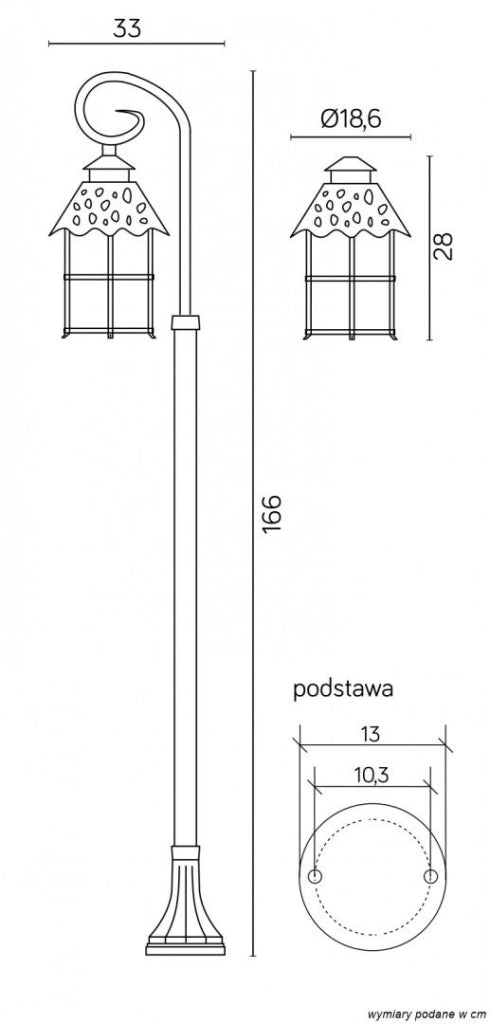 Lampione da esterno Toledo retro 166cm E27 nero IP23