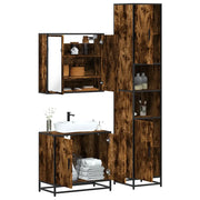 Set Mobili da Bagno 3 pz Rovere Fumo in Legno Multistrato