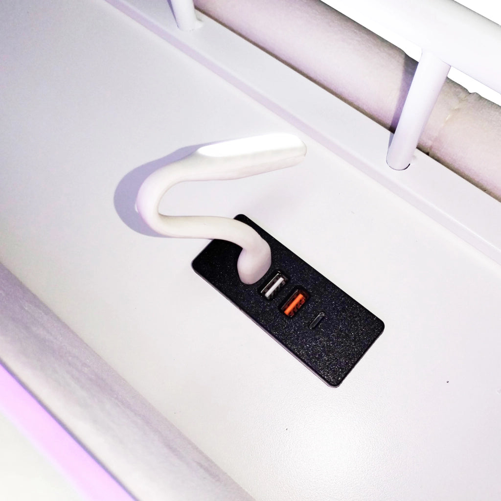 Letto imbottito idraulico con LED e USB 90x200 cm colore beige
