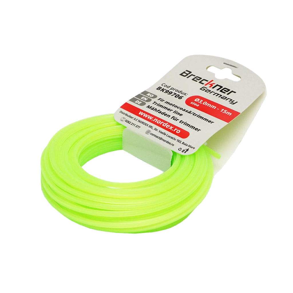 Filo a stella per decespugliatore, 3 mm x 15 m Breckner Germany
