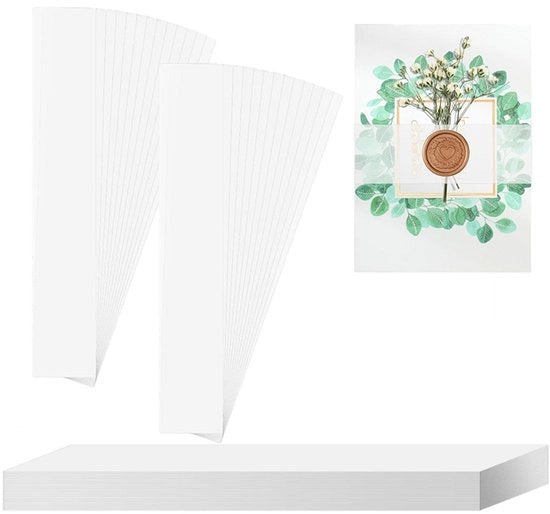 Banda di Invito per Matrimonio 30 pezzi - Strisce Decorative di Carta - 31 x 4 cm - Bianco - Per Inviti di Matrimonio - Design Transparente - Banda di Invito
