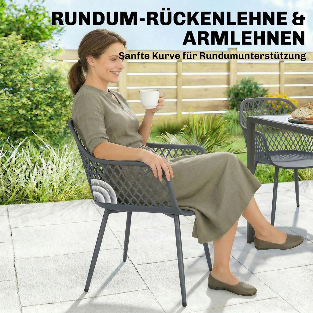Set Sedie da Giardino ¨C zephmum ¨C Grigio Scuro Plastica 56x51x84 cm