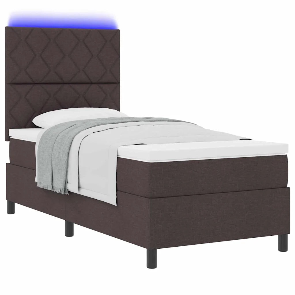 Letto a molle con materasso Marrone scuro 90 x 190 cm Tessuto 3342910