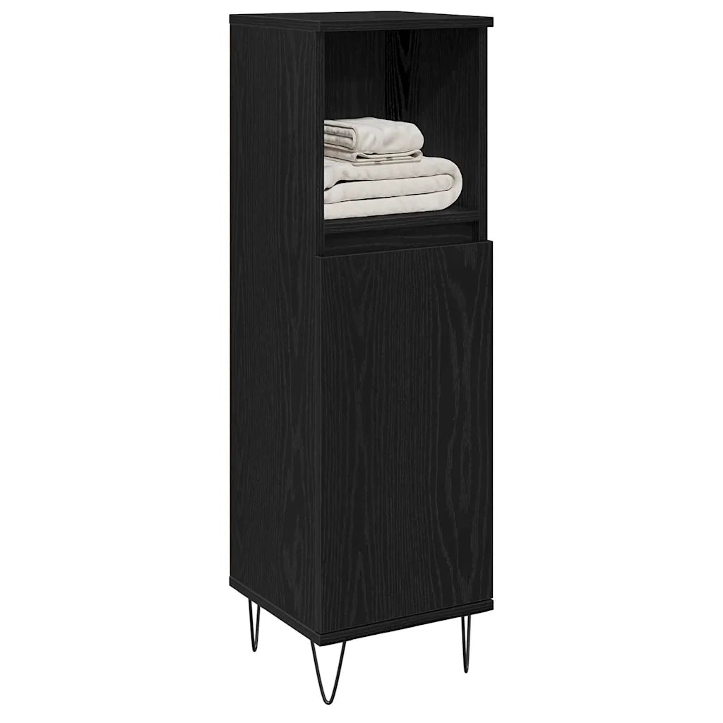 Mobile da Bagno Rovere Nero 30 x 30 x 100 cm Legno multistrato 862885