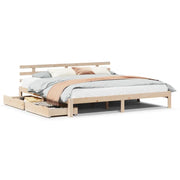 Letto matrimoniale | Letto per adulti | Giroletto con Cassetti 200x200 cm in Legno Massello di Pino