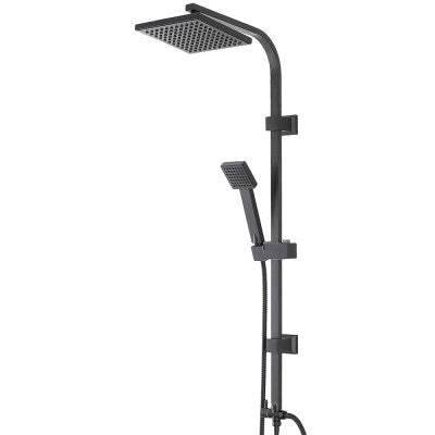 Colonna doccia regolabile H 93 in acciaio nero opaco soffione 19x19