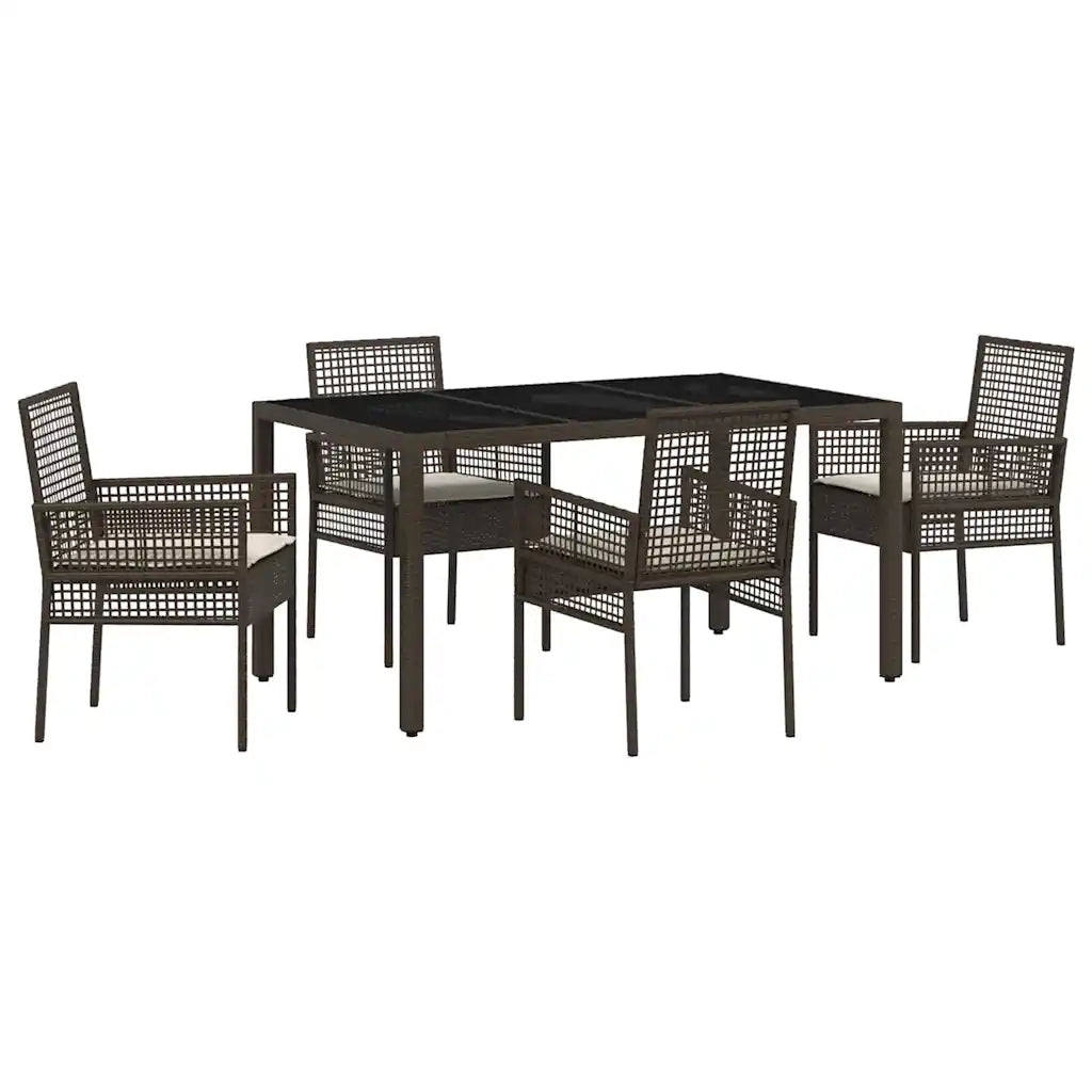 Set da Pranzo per Giardino 5 pcs Marrone polyrattan 3334865