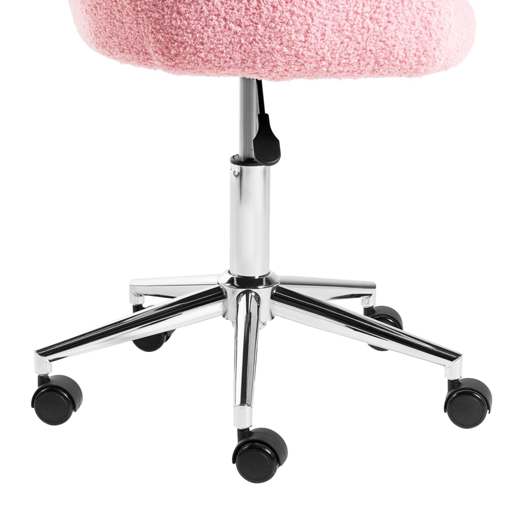 Sedia da ufficio girevole con altezza regolabile in tessuto boucle rosa stile moderno retrò ufficio di casa