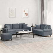Set di Divani 3 pz con Cuscini Grigio Scuro in Vellutocod mxl 83154