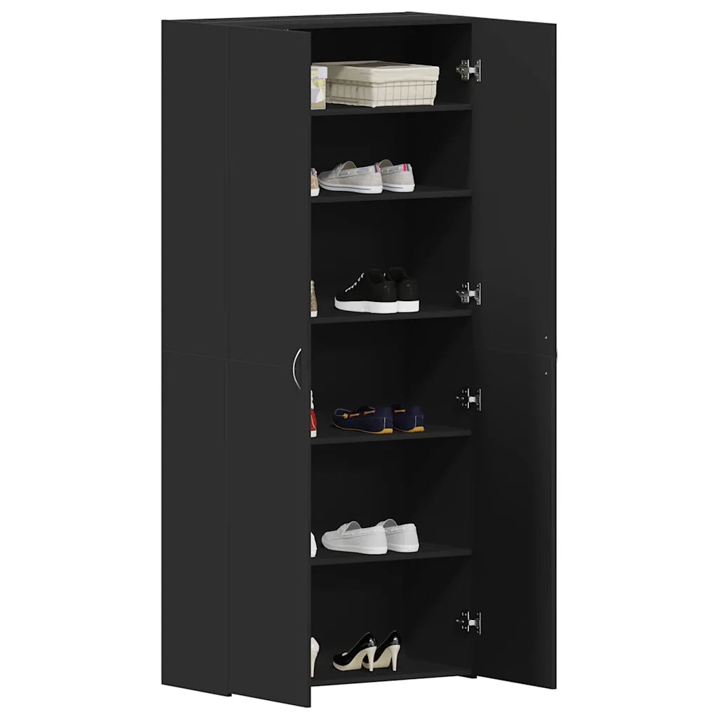 Mobile per scarpe-Scarpiera Nero 80 x 35.5 x 180 cm Legno multistrato 304582