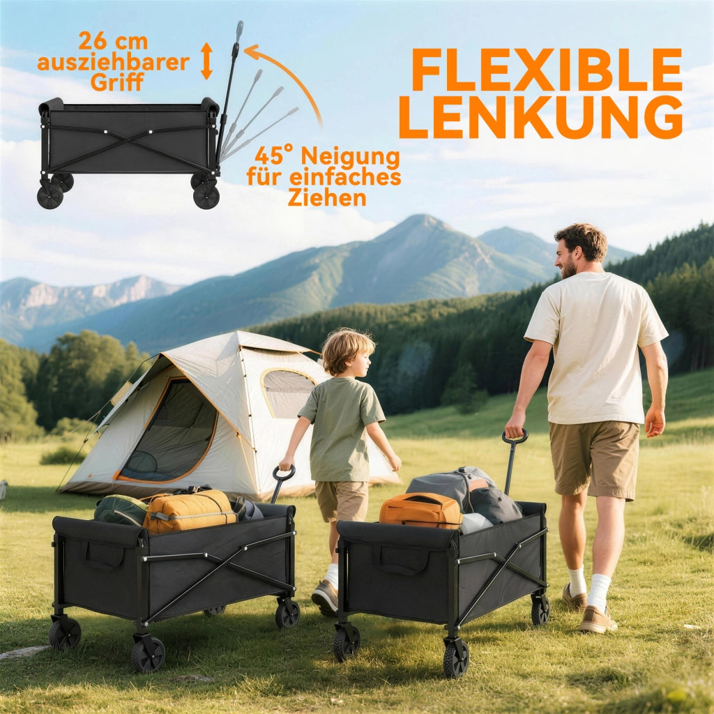 Carrello da giardino pieghevole 80L ¨C zephmum ¨C nero
