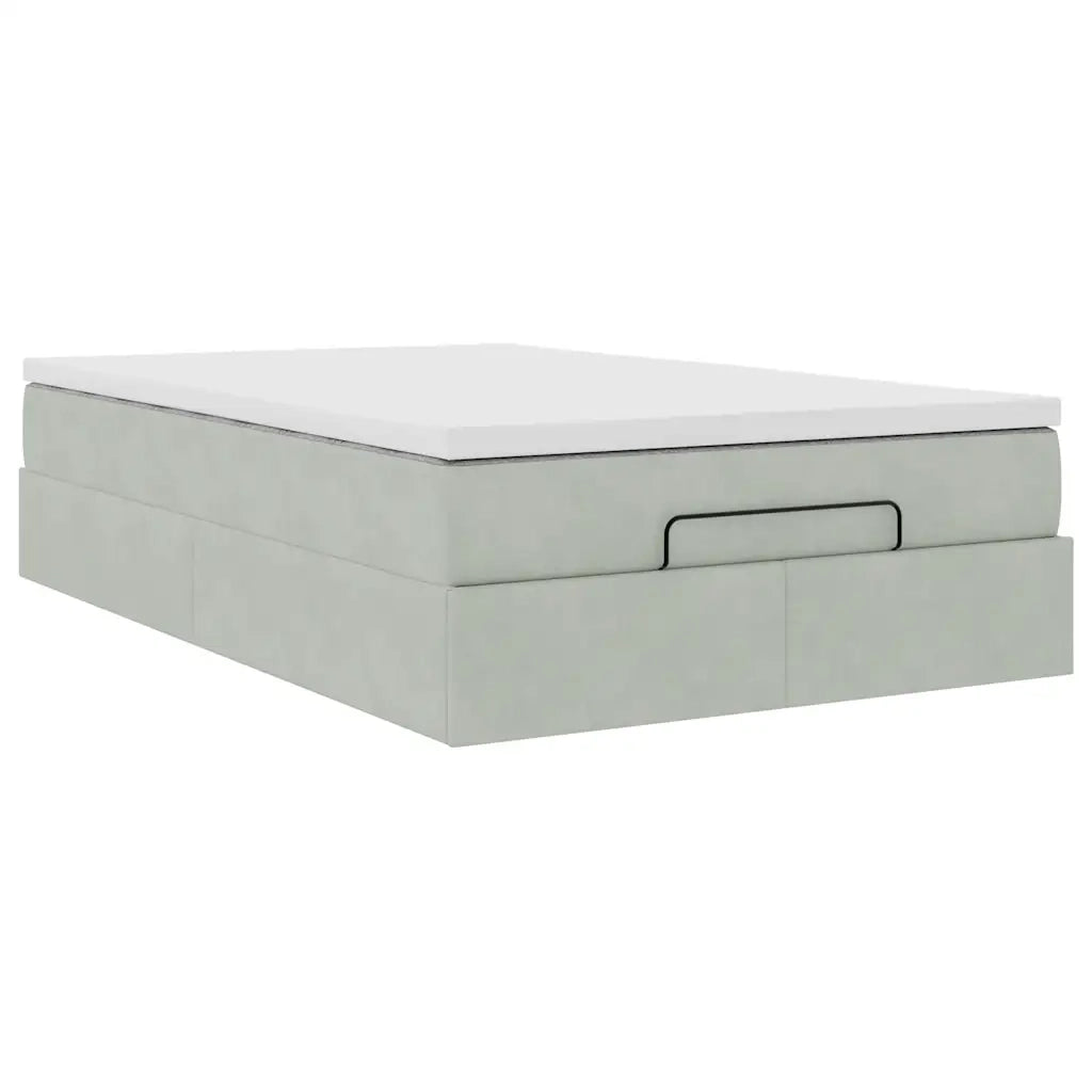 Pouf Letto con Materasso Grigio Chiaro 120x190 cm in Velluto 3311171