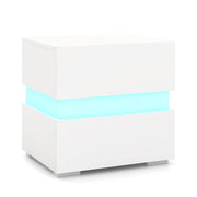 Set di 2 comodini 45 x 35 x 45 cm con illuminazione a LED design moderno in MDF bianco 20_0012511