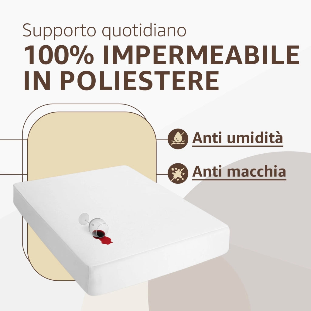 SONIT - Coprimaterasso Impermeabile - Cerata Letto - Copri Materasso Antiacaro Anallergico - Anti Macchia e Umidità Misura: SINGOLO 90X190