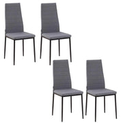 SET 4 SEDIE IMBOTTITE STILE MODERNO IN METALLO E TESSUTO GRIGIO