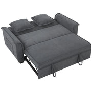 Divano Letto 2 Posti 3 in 1 con Schienale Regolabile in 3 Posizioni e 2 Cuscini in Ciniglia Grigio Scuro