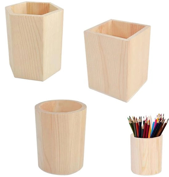 Peniere in legno - stile rotondo e quadrato - 3 pezzi - colore naturale - legno