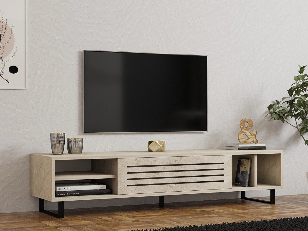 Porta TV in legno "Safir" - 160 x 40 x 35 cm - Travertino