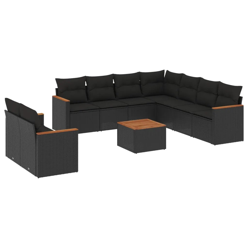 Set Divani da Giardino 10pz con Cuscini in Polyrattan Nerocod mxl 112530