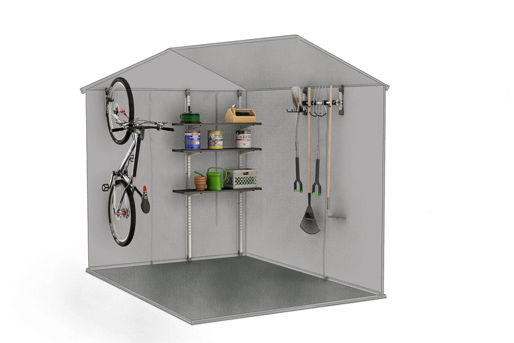 Appendi Attrezzi 74x15x30 cm Keter con 4 Ganci Capacità Totale 36 kg in Acciaio Grigio e Nero