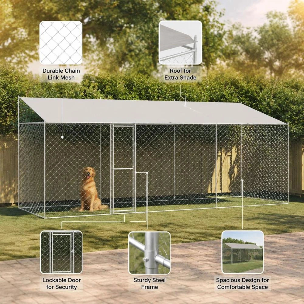 Dog Cage Silver 600 X 200 X 256 Cm Galvanized Steel