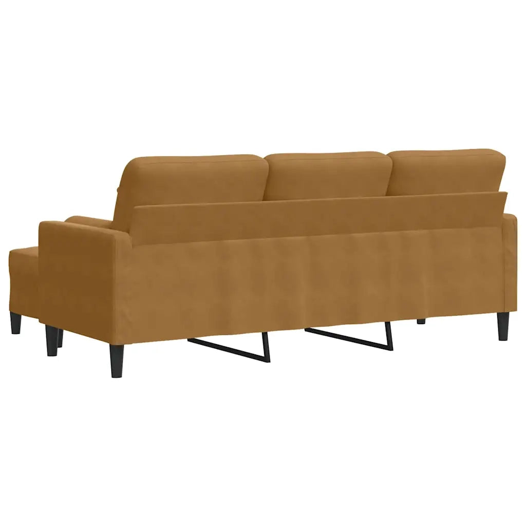 Divano a 3 Posti con Poggiapiedi-Sofa 3 Posti con Poggiapiedi Marrone 180 cm in Velluto 660481