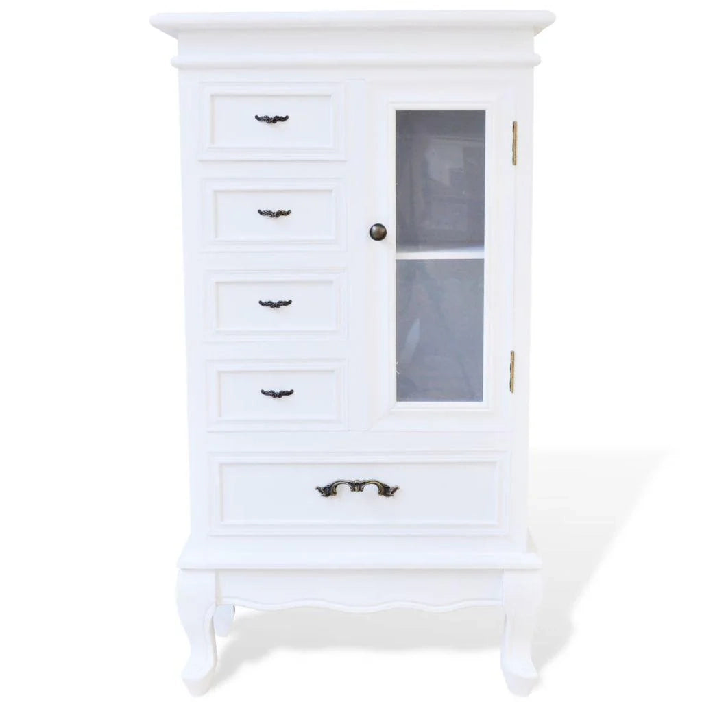Buffet credenza mobiletto consolle mobile contenitore con 5 cassetti e 2 ripiani bianco 4402197