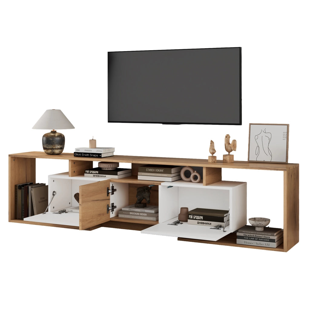 Mobile TV con 2 ante; 1 anta ribalta e 3 vani aperti - per soggiorno - 180x30x49 cm
