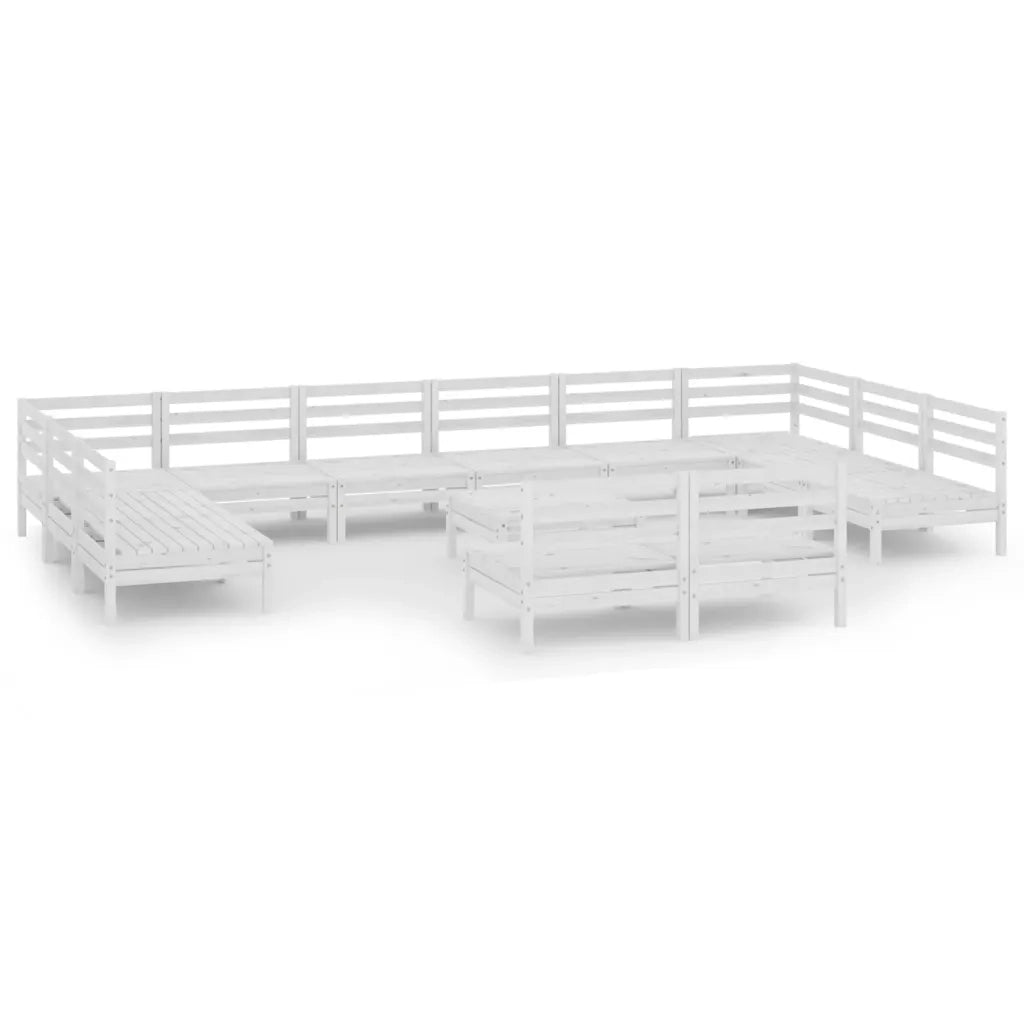 Set Divani da Giardino 13 pz Bianco in Legno Massello di Pino cod mxl 36840