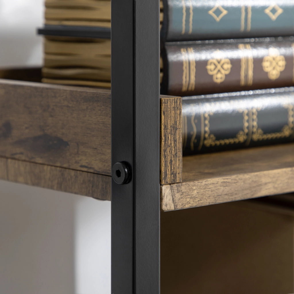 Libreria Industriale 5 Ripiani in Legno e Metallo ¨C zephmum ¨C 48x30x155cm Marrone Rustico