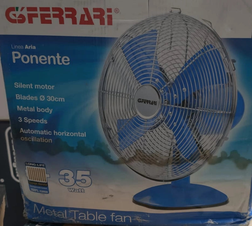 G3 ferrari ventilatore da tavolo ponente colore verde, cartone rovinato
